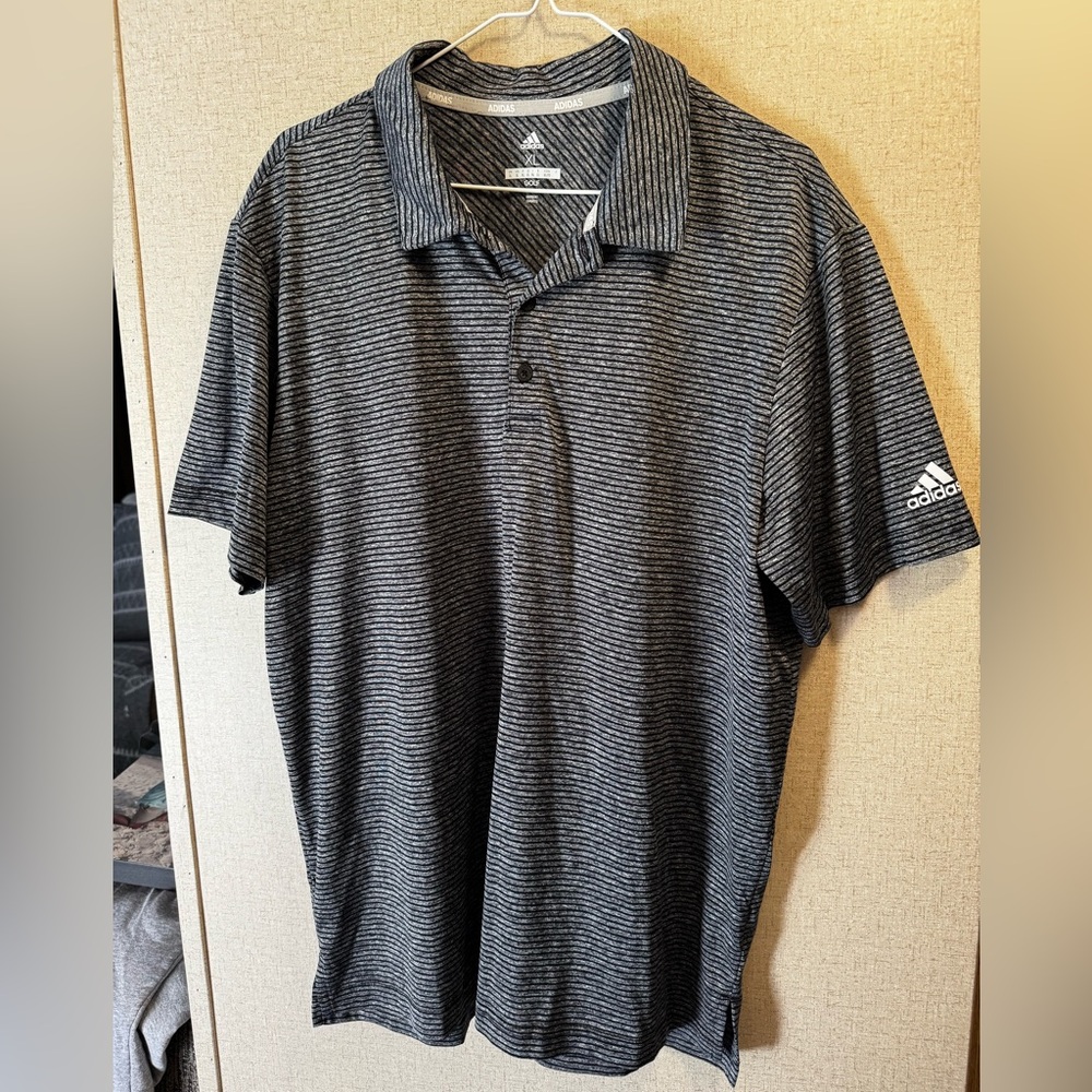 3/$15 Adidas Men's Gray Striped Golf Polo Shirt